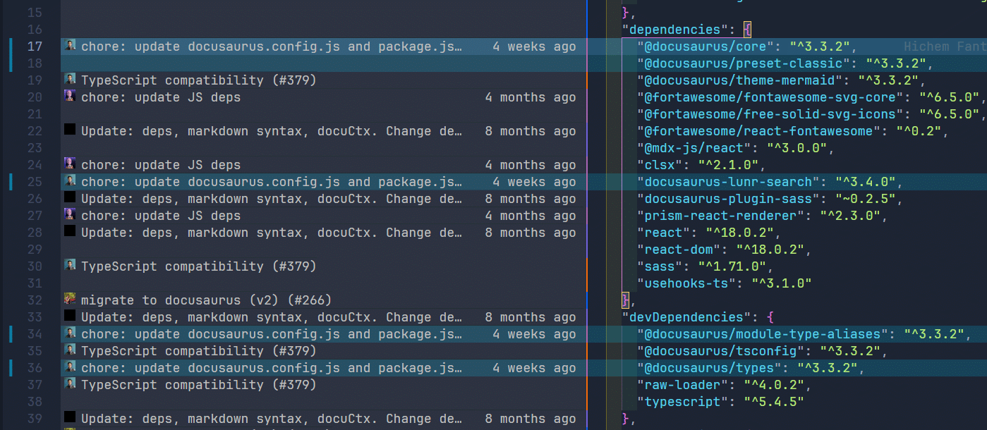 A highlight of GitLens Gutter Blame showing blame annotations to the left of each line