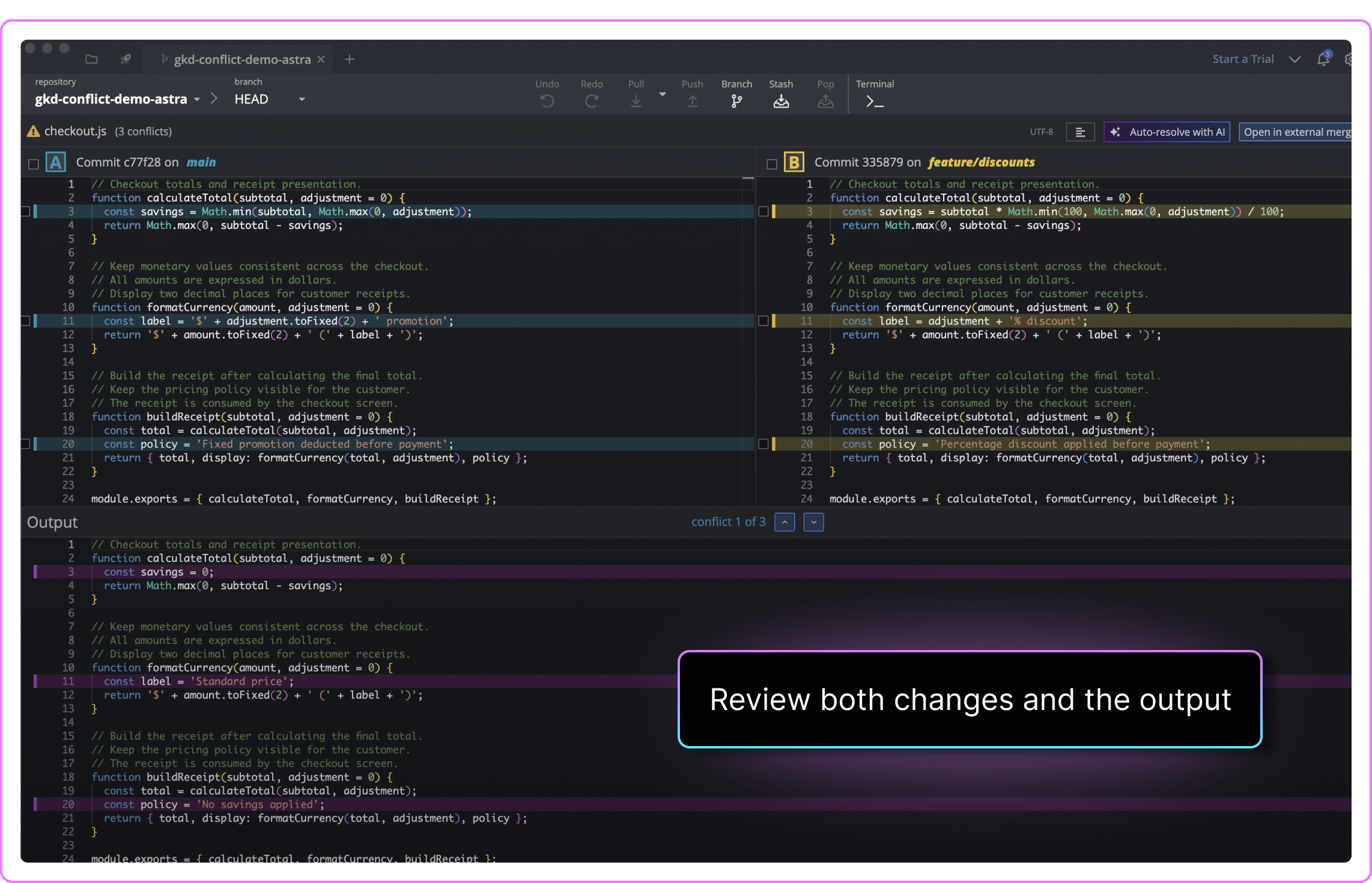 Kepler session running an Address the PR Action with queued tool calls