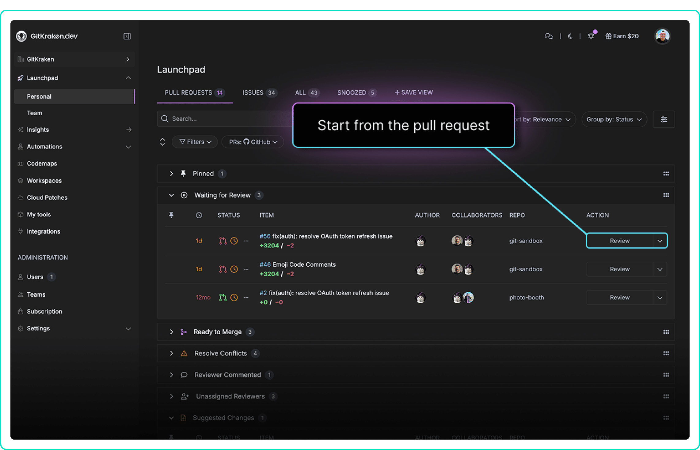 Kepler task list grouped by pull requests and issues, ready to become Tasks